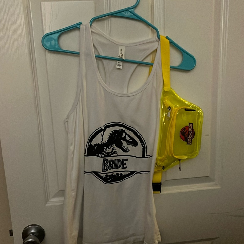 Bride Jurassic park tank top, including fanny pack